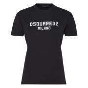 Sort og hvid print T-shirt