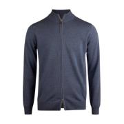 Blå Merinoulds Zip Cardigan