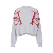 Grå Bomuld Logo Print Sweater