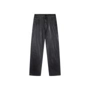 Coated Denim Bukser med Flatterende Pasform