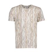 Beige Rundhalset T-shirt med Ikonisk Print