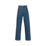 Indigo Denim Mid-Rise Straight Fit Jeans