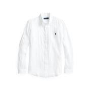 Hvid Linen Slim Fit Skjorte