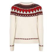 Kontrastfarvet rund hals uldblandings sweater