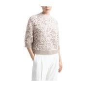 Uld og alpaca jacquard sweater med lurex detaljer