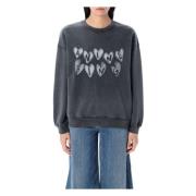 Hjerte Print Sweatshirt med Crew Neck