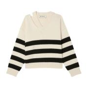 Kashmir Breton Stripe V-Hals Strik