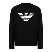 Sort Modal Sweatshirt med Hvid Ørn Print