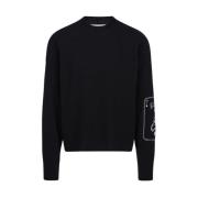 Crewneck sweater med broderet logo