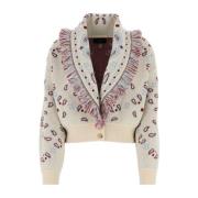 Elegant Jacquard Broderet Cardigan