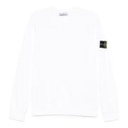 Hvid Crew-neck Bomuld Fleece Sweatshirt