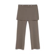 Taupe Lagdelt Twill Knapp Bukser