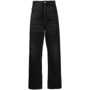 Sorte Bomuld Straight-Leg Jeans