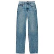 Indigo Denim Whiskering Straight Leg Jeans