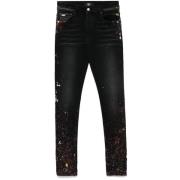 Sort Maling Splatter Klassiske Jeans