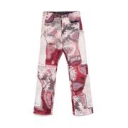 Patchwork Denim Jeans med Blomsterdetaljer