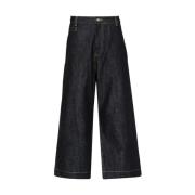 Indigo Blå Wide Leg Denim Bukser