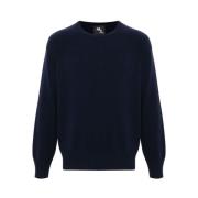 Blå Uld-Kashmir Crew Neck Sweater