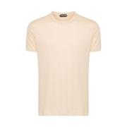 Beige Bomuld Blandings Rund Hals T-shirt