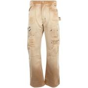 Beige Bomuld Distressed Jeans