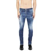 Skater Stretch Denim Jeans med Splash Detalje