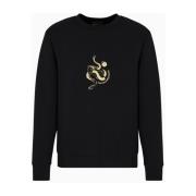 Sort Sweatshirt med Intrikat Broderi