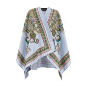 Printet uld-blandings asymmetrisk cape