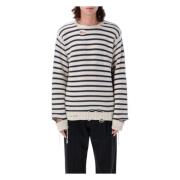 Distressed Striped Sweater Strikvarer Navy