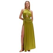 Metallic Halterneck Maxi Dress med sideslid