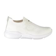 Sporty hvide slip-on sneakers med kontrastdetaljer