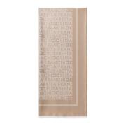 Beige Pashmina med Jacquard Logo