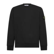 Sort Ribstrikket Sweater med Badge