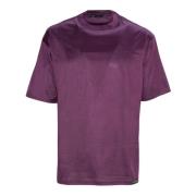 Bordeaux Bomuld T-shirt med Ribbet Halshals