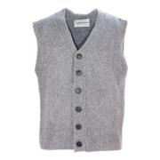 Grå V-hals ærmeløs sweater vest