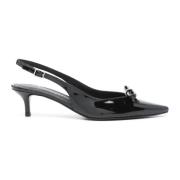 Sort Patent Slingback Kitten Heel Pumps