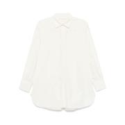 Hvid Button-Up Skjorte med Box-Pleat Detalje