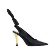 Læder Slingback Beauw Pumps med Goldfinish