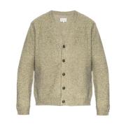 Beige V-Neck Sweater med Ribbed Detaljer