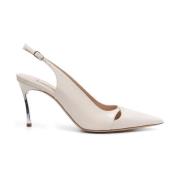 Beige Slingback Skulpturel Hæl Sko