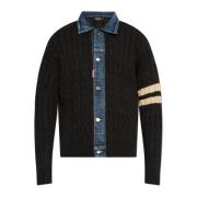 Cardigan med denim indsatser