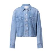 Denim-Style Overshirt med Klassiske Detaljer