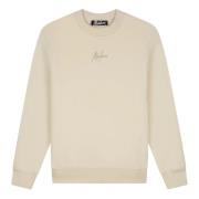 Stribet signatur sweater i beige