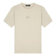 Stribet signatur T-shirt i beige