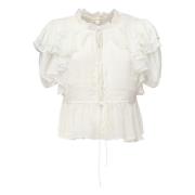 Ethereal Ruffle Cream Blouse