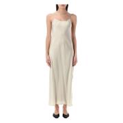 Beige 2-Way Slip Kjole Scoop Neckline