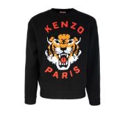 Sort Tiger Broderet Sweater