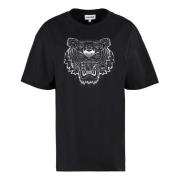 Tiger Print Bomuld Crew-Neck T-Shirt