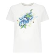 Hvid Bomulds T-shirt med Logo Print