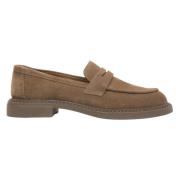 Dame lysebrune Penny Loafers lavet af Premium Italiensk Ægte Velour