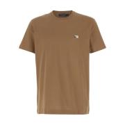 Beige Logo Patch Crewneck T-Shirt